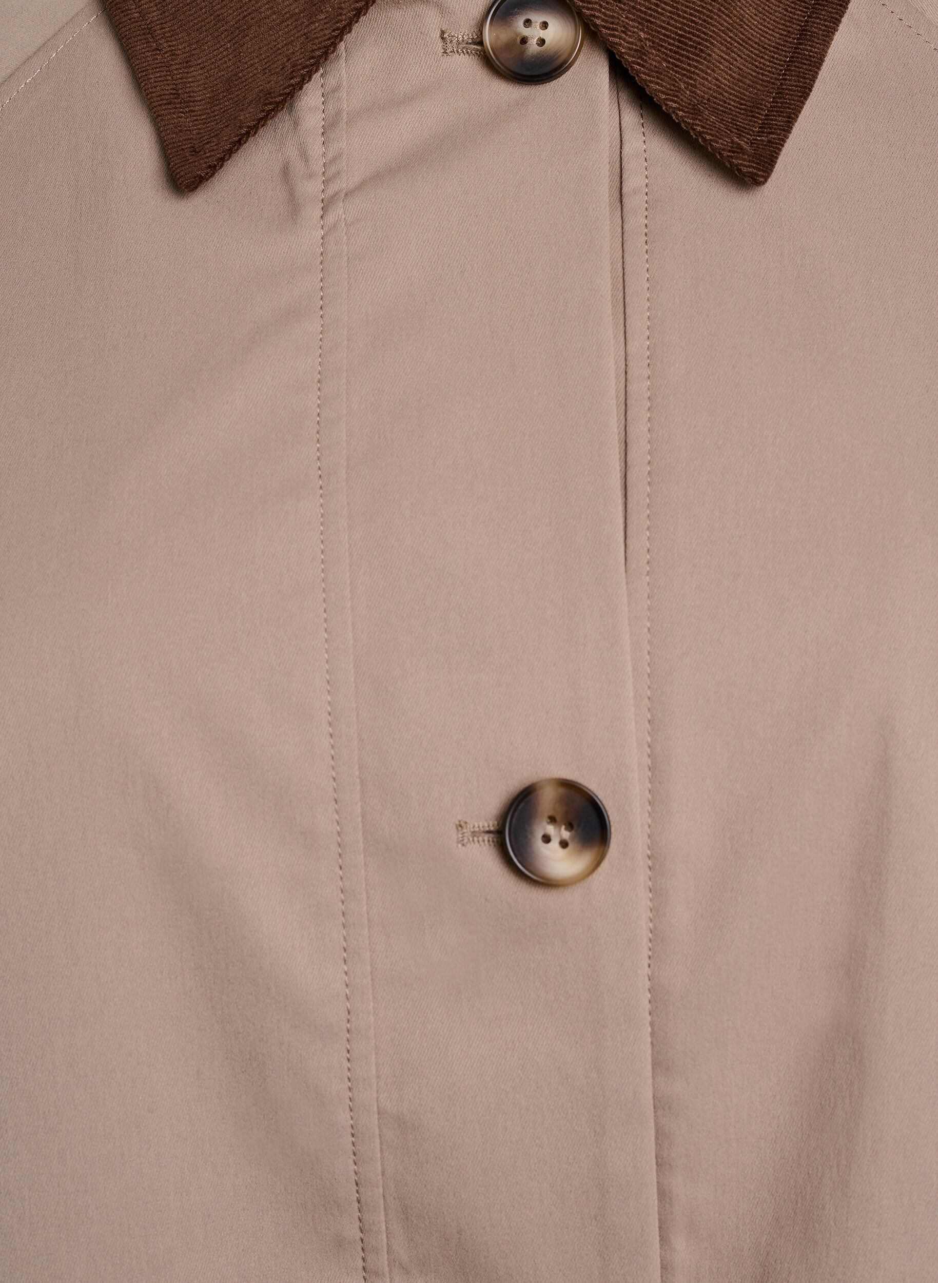 Zizzi V&aring;rjakke med kontrasterende cordfl&oslash;yelsdetaljer, Desert Taupe, Packshot image number 2