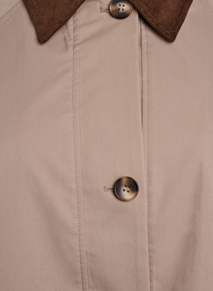 Vårjakke med kontrasterende cordfløyelsdetaljer, Desert Taupe, Packshot image number 2