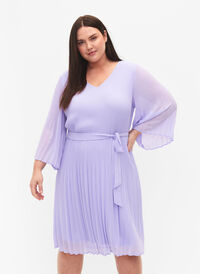Plissékjole med 3/4-ermer, Lavender, Model