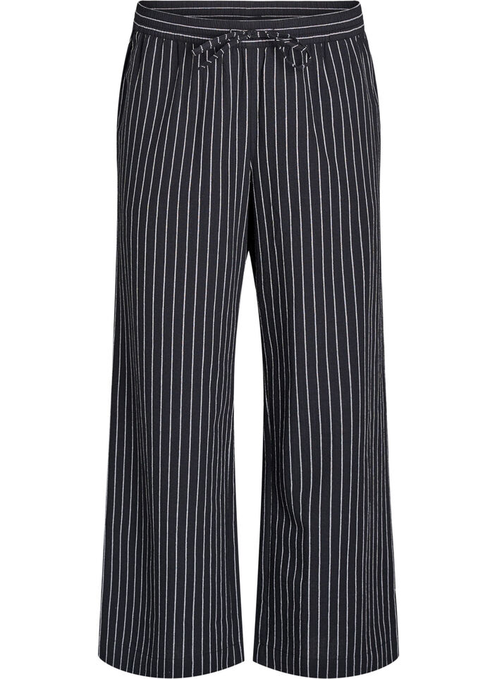 L&oslash;se bukser med h&oslash;y midje og lommer, Svart, Packshot image number 0