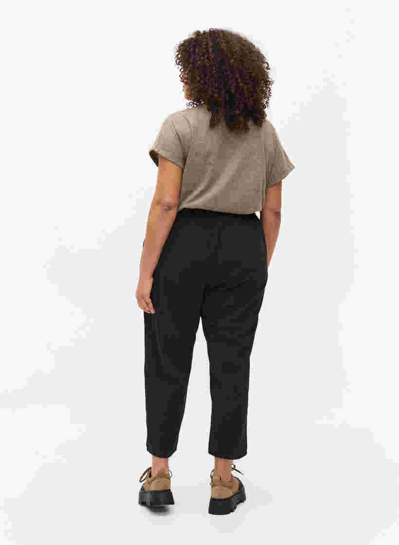 Cropped bukser i bomull, Black, Model image number 1