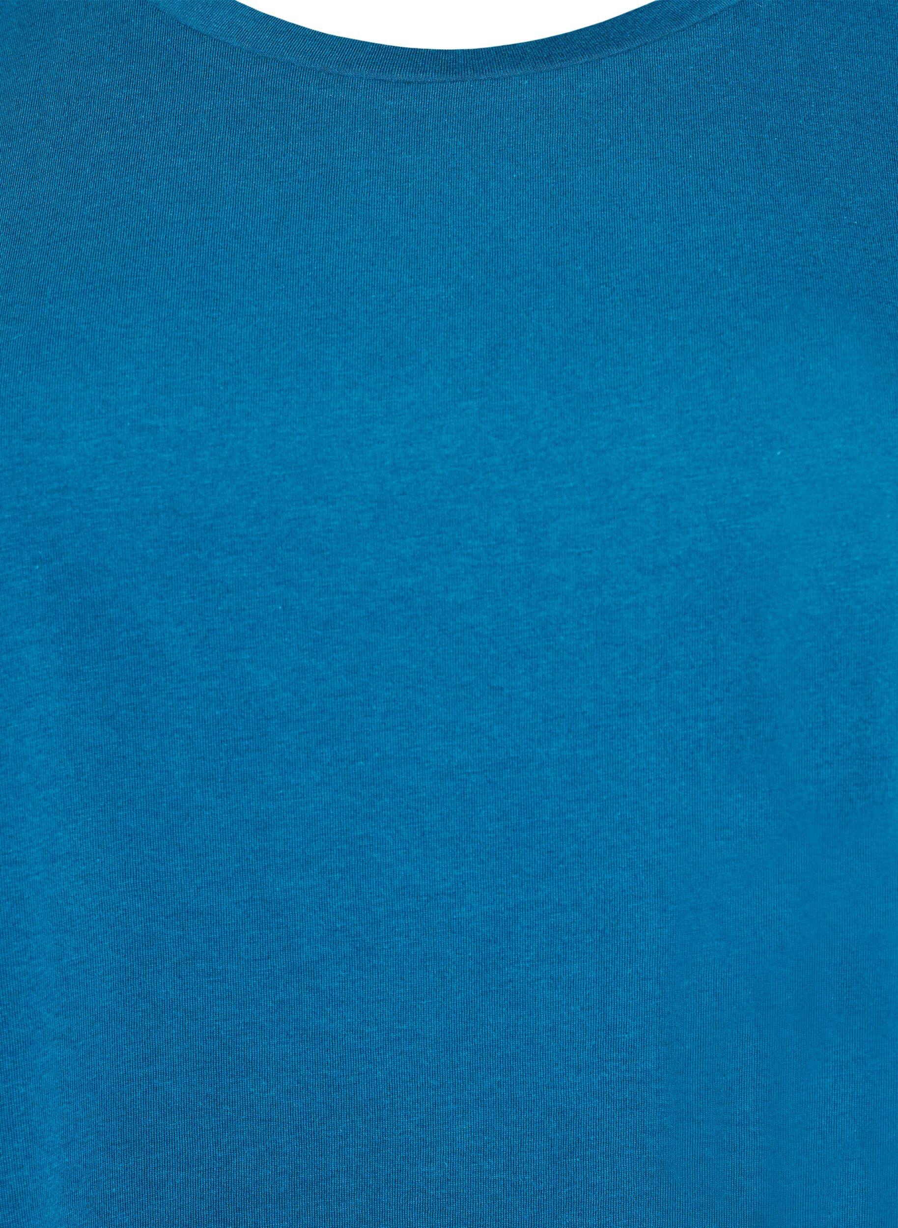 ZizziKortermet T-skjorte i bomullsblanding, Bl&aring;, Packshot image number 2