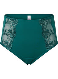 Hipstertruse med blonder og høyt liv, Green-Blue Slate