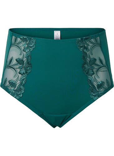 Hipstertruse med blonder og høyt liv, Green-Blue Slate, Packshot image number 0