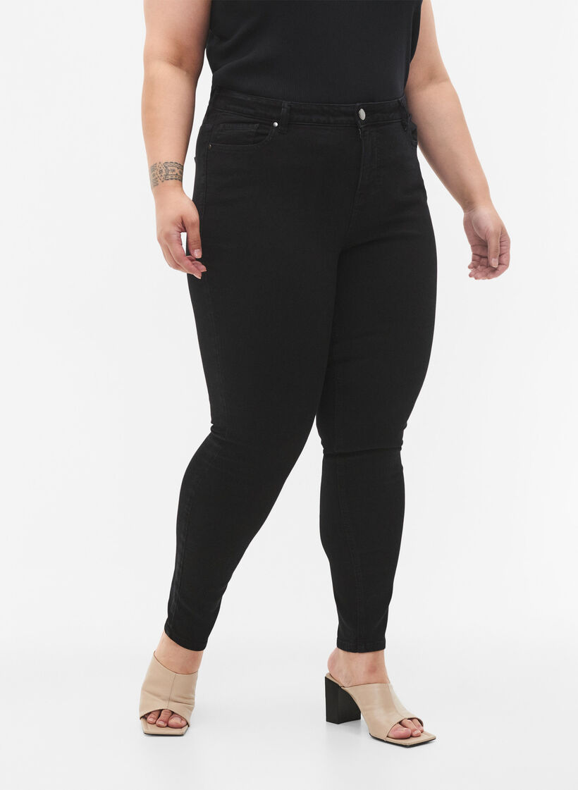 Amy jeans med høyt liv og super slim fit passform, Black, Model image number 2