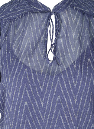 Kortermet bluse med knyting, Blue Indigo AOP, Packshot image number 2