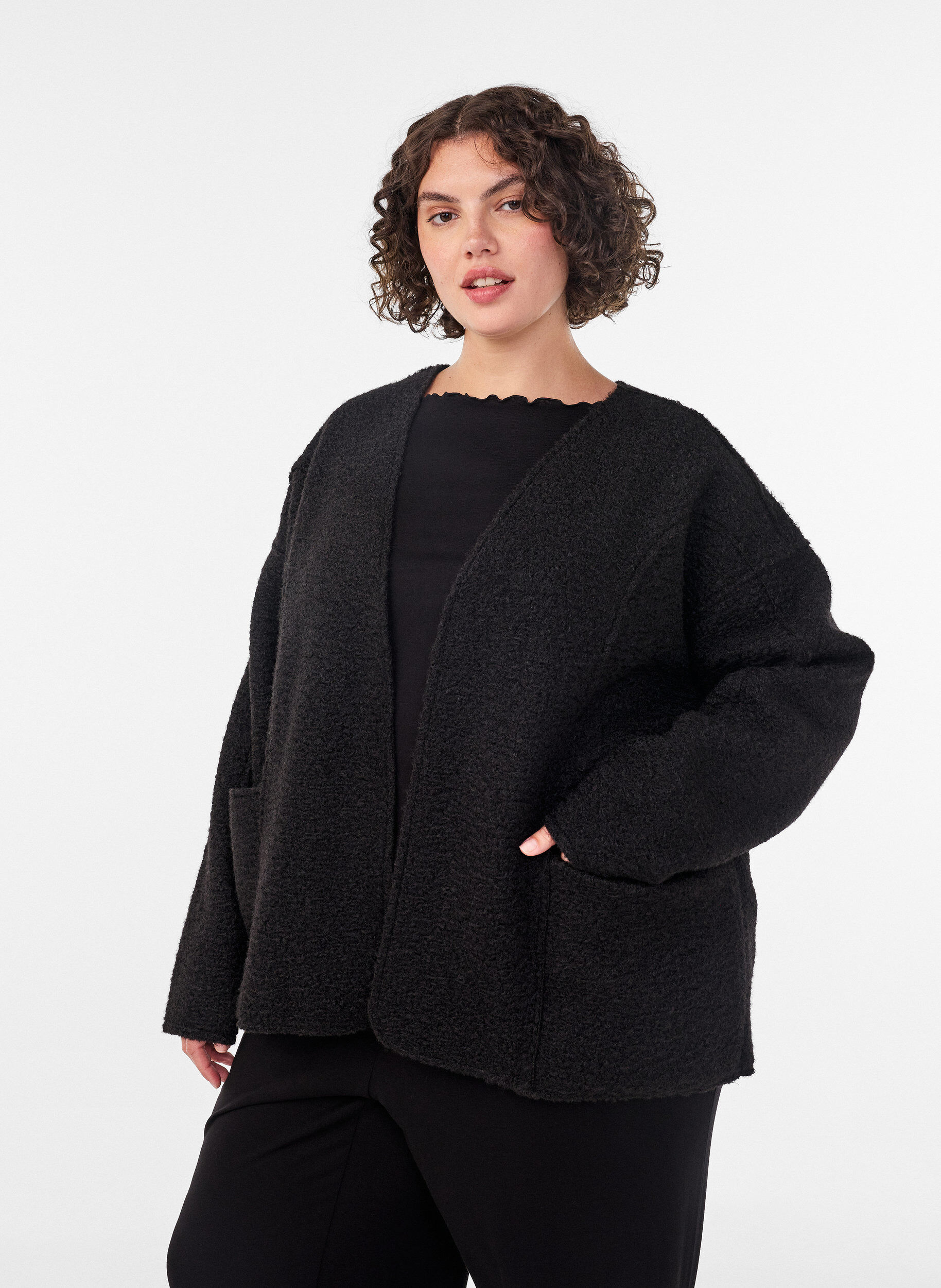 Loose fit cardigan med lommer