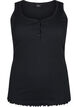 Ribbestrikket tanktopp med knapper, Black, Packshot image number 0