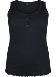 Ribbestrikket tanktopp med knapper, Black