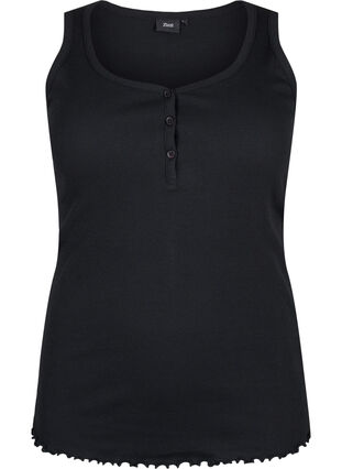 Zizzi Ribbestrikket tanktopp med knapper, Black, Packshot image number 0