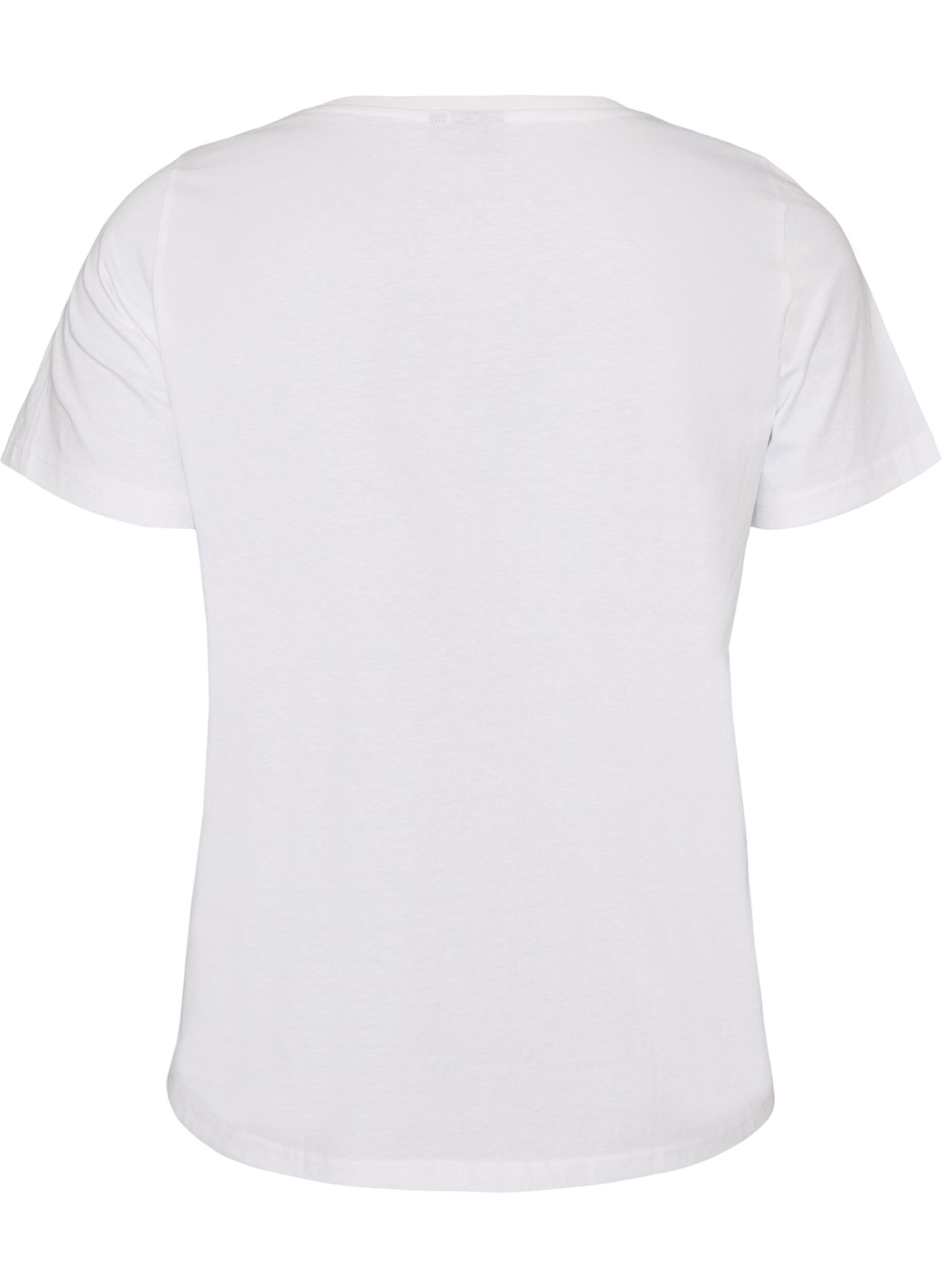 ZizziBomulls T-skjorte med trykk foran, Hvit, Packshot image number 1