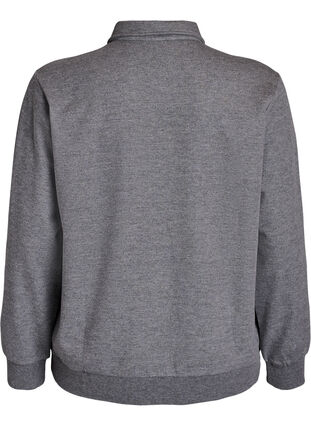 Zizzi Sweat poloskjorte med dekorative knapper, Grå, Packshot image number 1