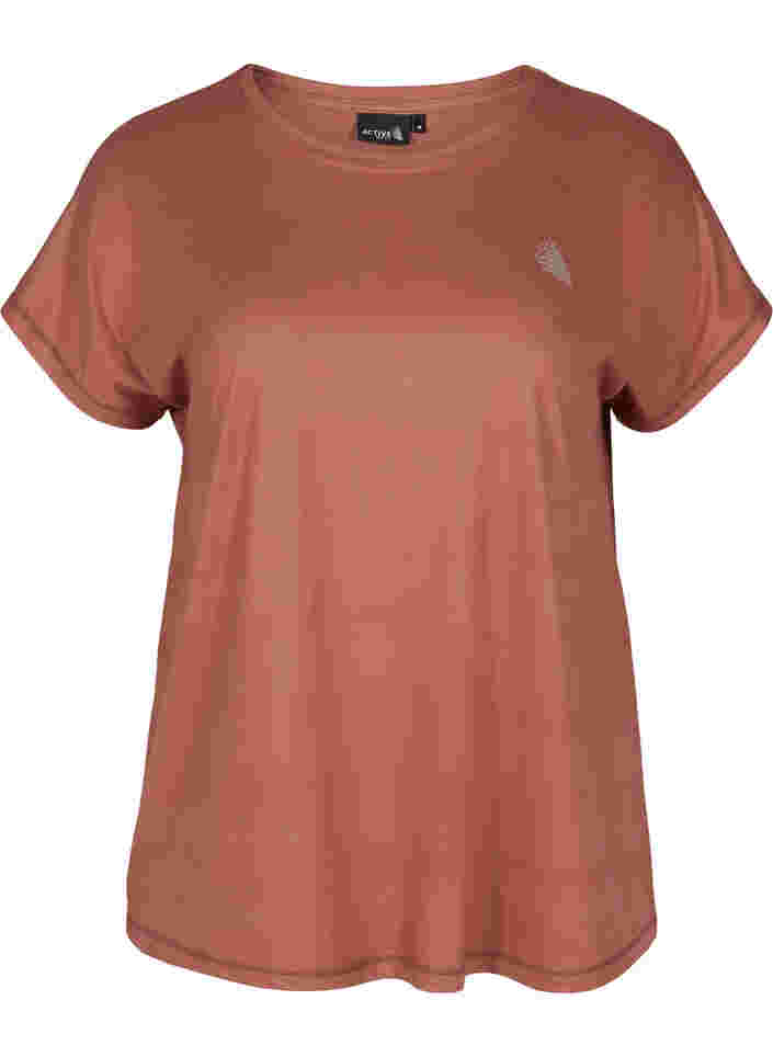 Ensfarget t-skjorte til trening, Mahogany, Packshot image number 0