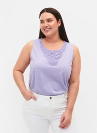 Ermeløs topp av bomull, Lavender, Model