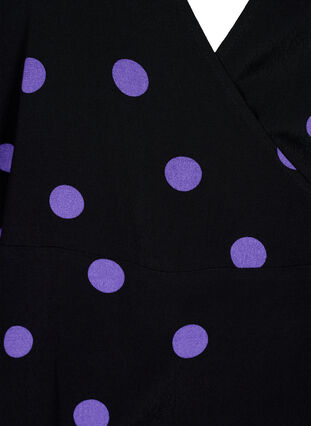 Prikkete omslagsbluse i viskose, Black w. Purple Dot, Packshot image number 2