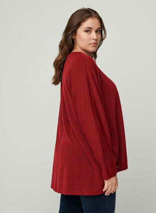 Ensfarget bluse med lange ermer, Red, Model image number 1