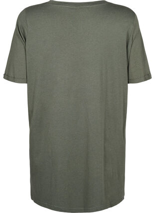 Ensfarget oversized T-skjorte med V-hals, Thyme, Packshot image number 1