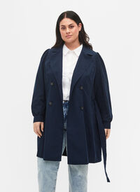 Trenchcoat med belte og lommer, Navy Blazer, Model