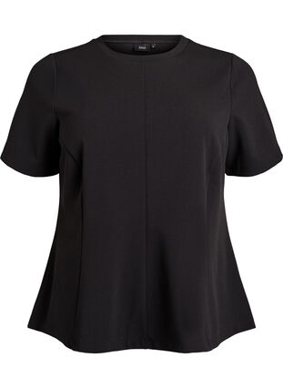 Zizzi Kortermet bluse med figursydde innsnitt, Svart, Packshot image number 0