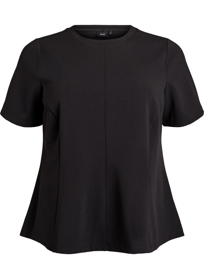 Kortermet bluse med figursydde innsnitt, Svart, Packshot image number 0