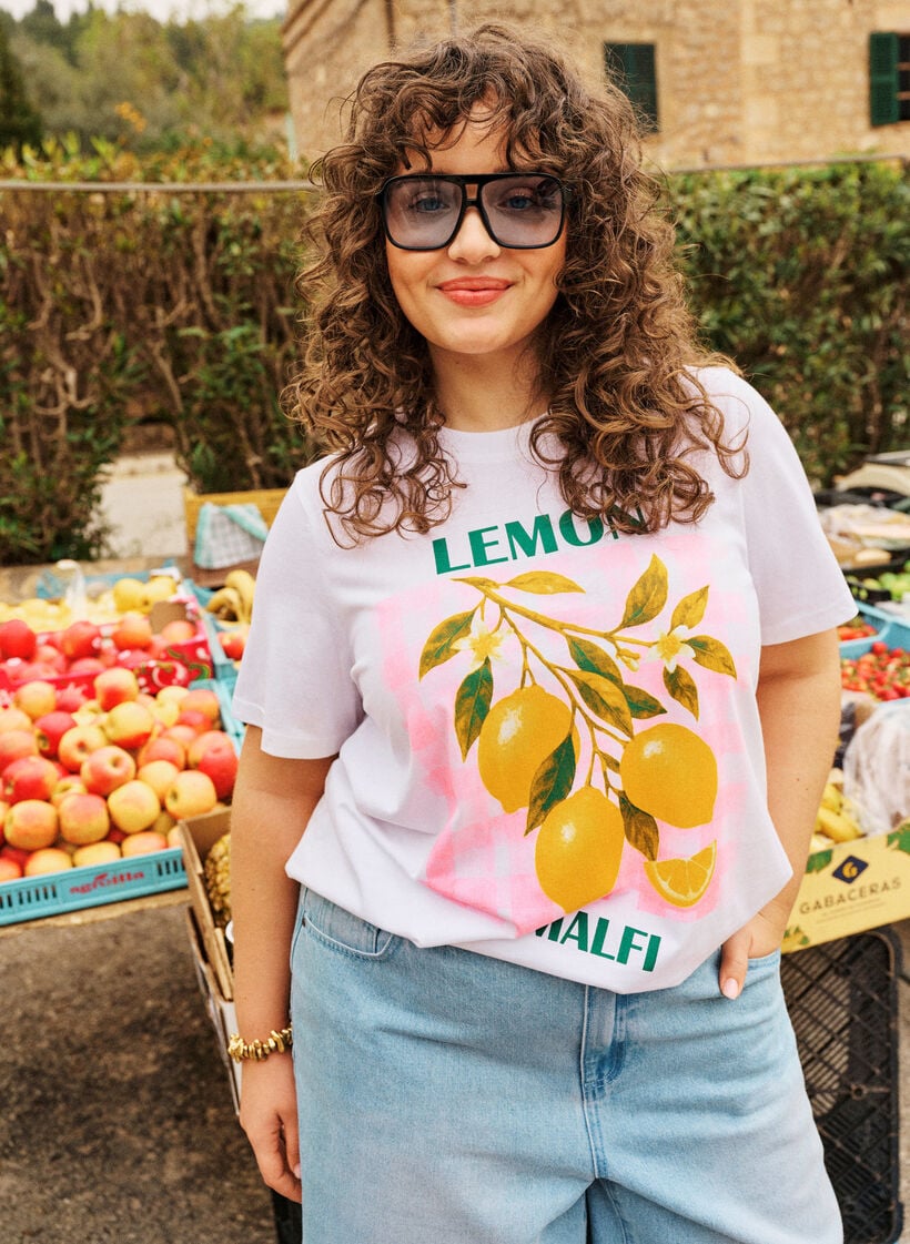 Bomulls-T-skjorte med trykk, Hvit, Image image number 0