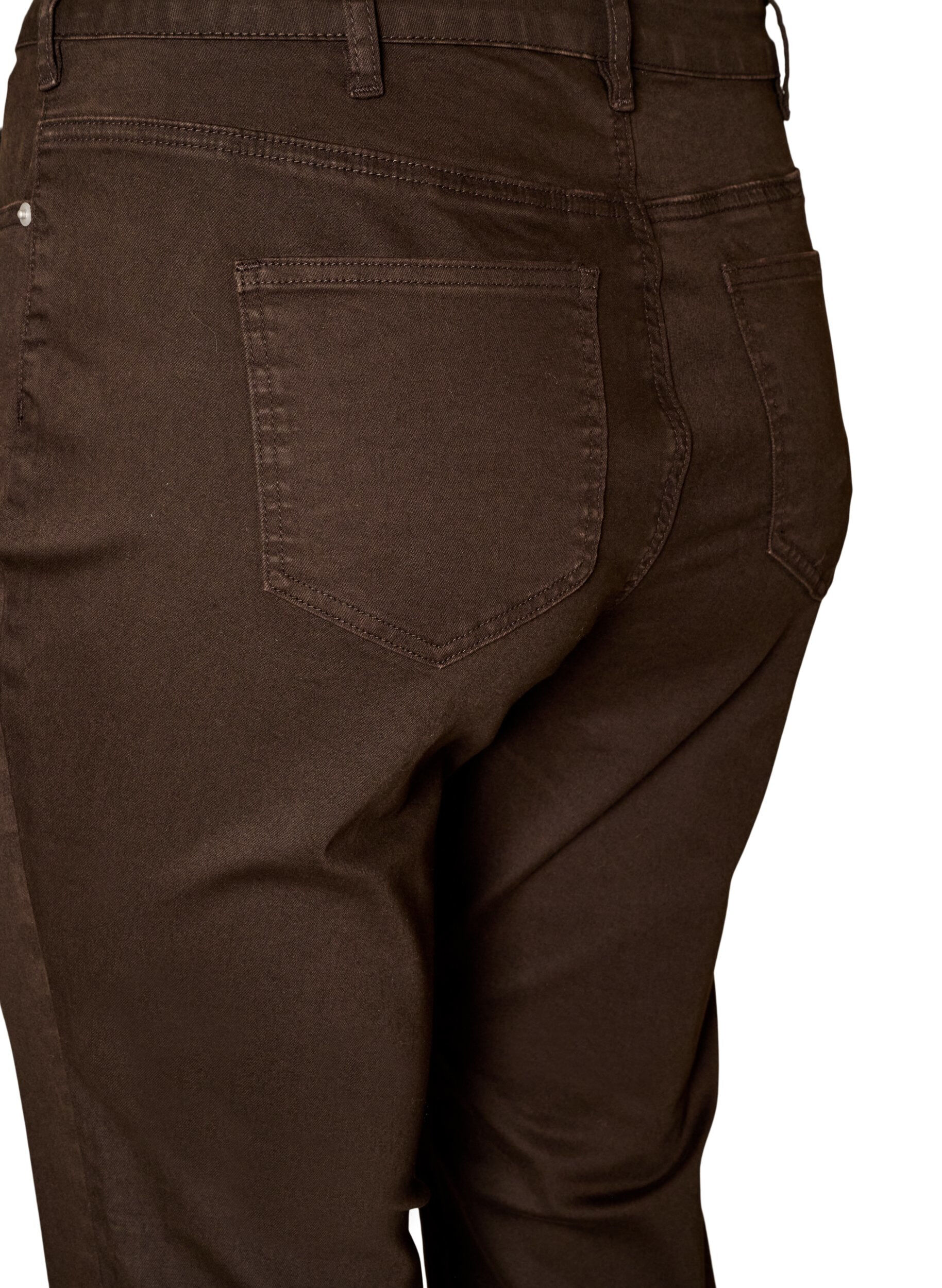 ZizziEllen bootcut-jeans i farget denim, Brun, Packshot image number 3