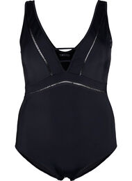 Badedrakt med stringdetaljer, Black