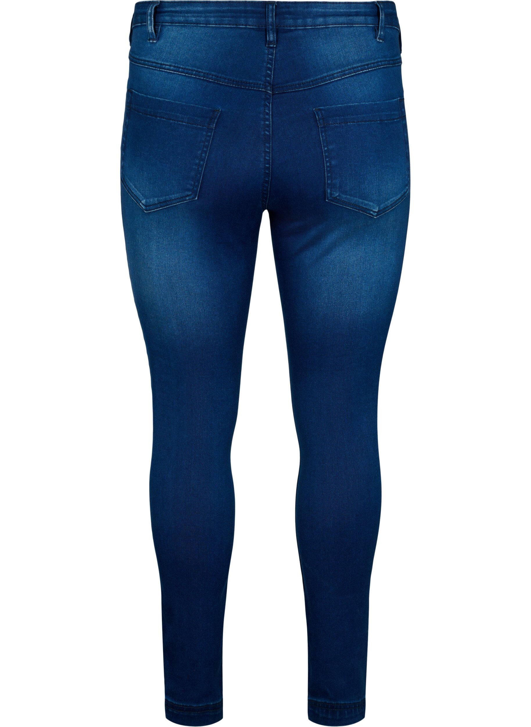 ZizziSuper slim Amy jeans med h&oslash;yt liv, Blue Denim, Packshot image number 1