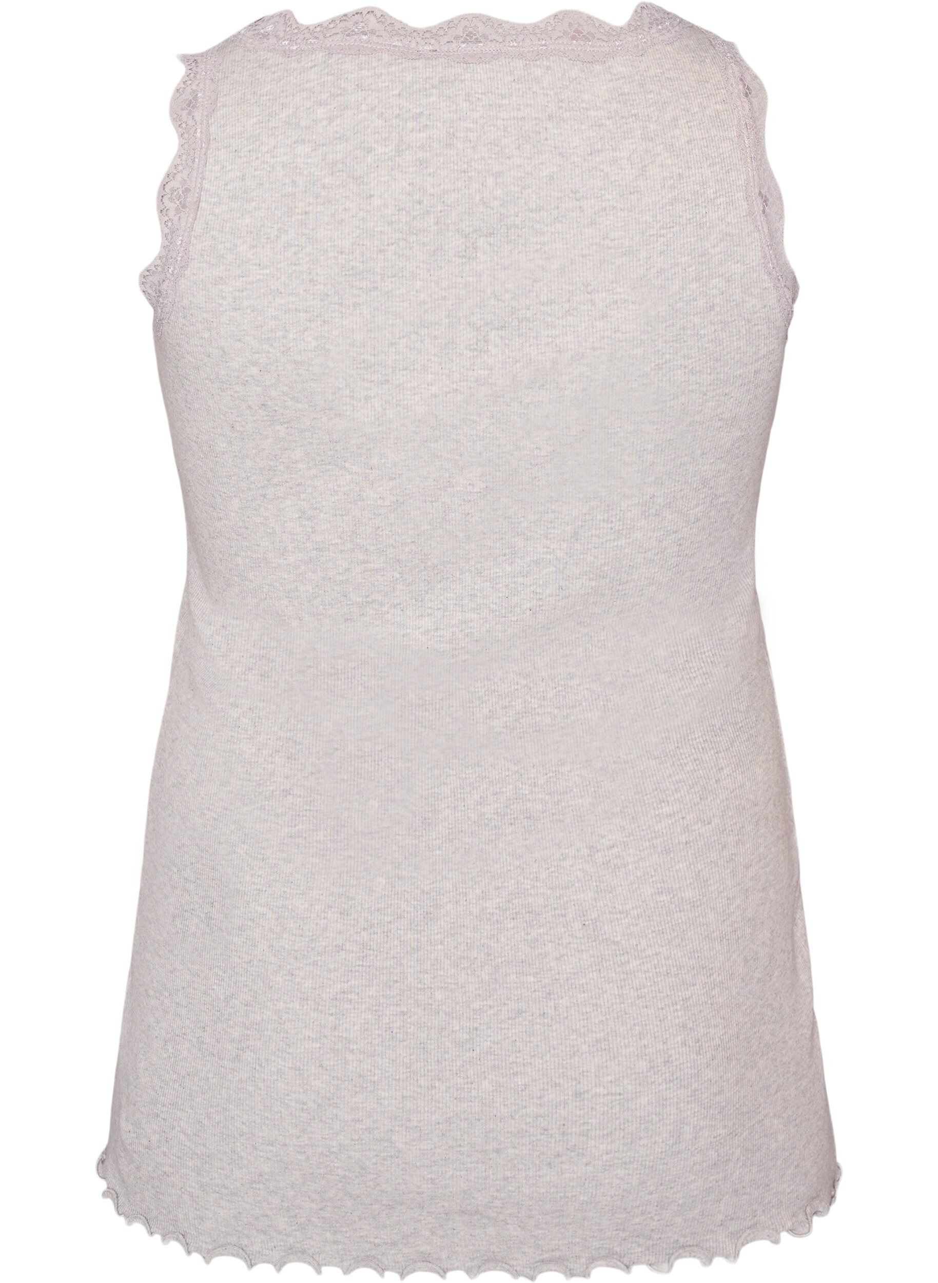 ZizziRibbet topp med blondedetalj, Gr&aring;, Packshot image number 1