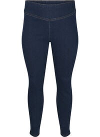 Elastiske jeggings med høy midje, Blå Elastiske jeggings med høy midje