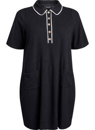 Kort kjole med poloskjorte krage og knapper, Black