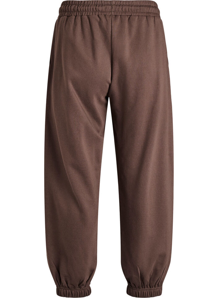 Joggebukser med h&oslash;y midje og lommer, Brun, Packshot image number 1