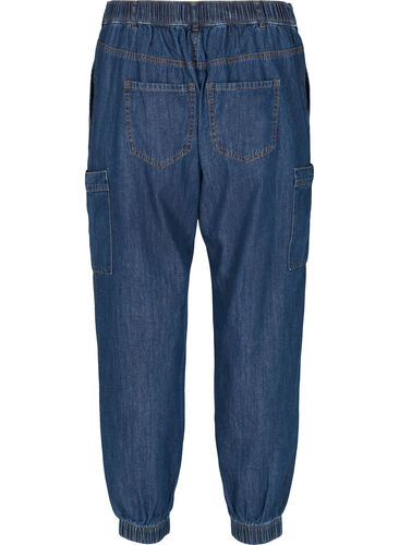 Cargojeans med lommer på siden, Dark blue denim, Packshot image number 1