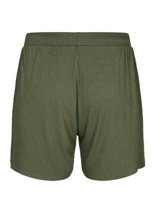 Løs shorts i viskose med ribb, Thyme, Packshot image number 1