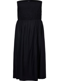 Strandkjole i viskose med overdel i smock, Black, Packshot