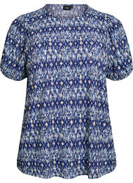 Mønstret bluse med korte ermer, Evening Blue AOP