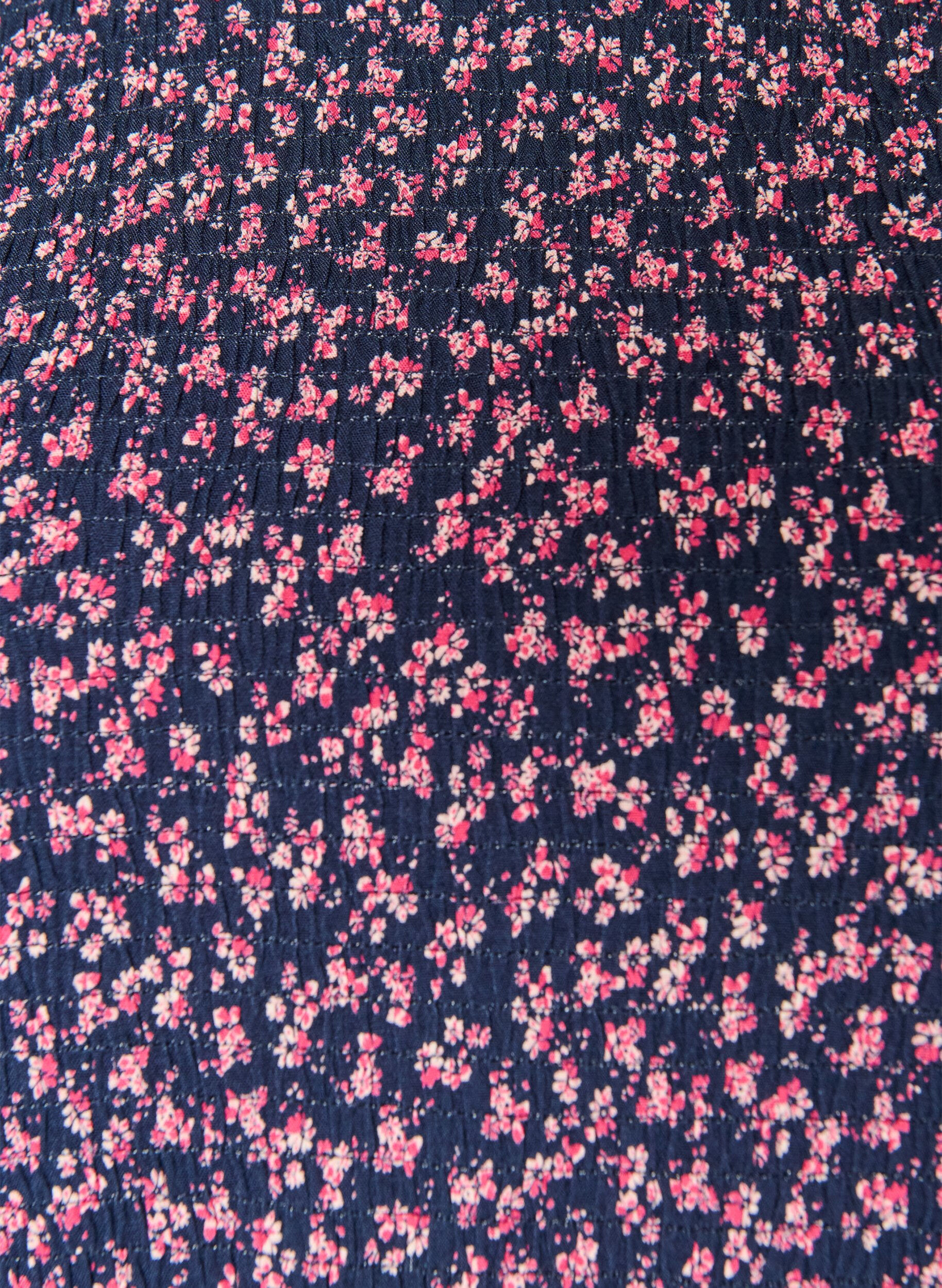 ZizziKjole med smocket topp og sm&aring;blomstret m&oslash;nster, Bl&aring;, Packshot image number 2
