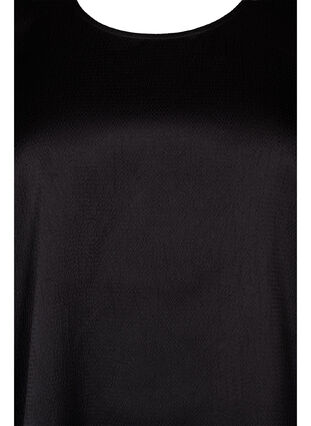 Langermet bluse med rund hals, Black, Packshot image number 2