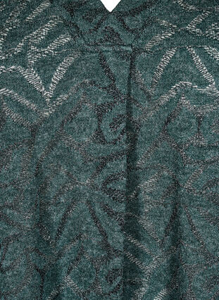 Zizzi Langermet bluse med glitter og mønster, Grønn, Packshot image number 2
