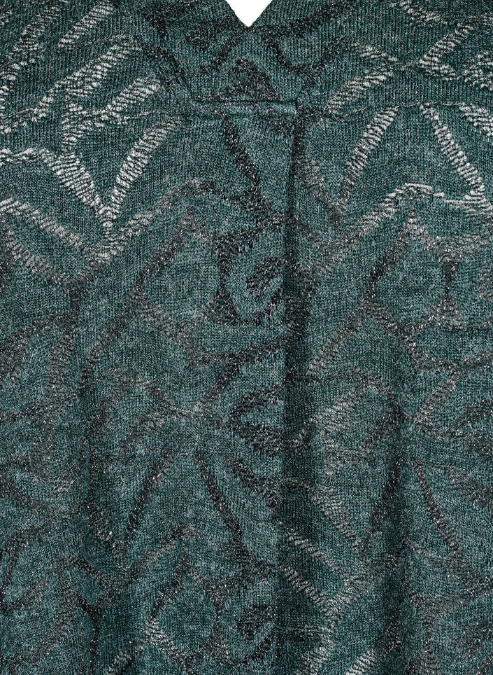 Langermet bluse med glitter og mønster, Grønn, Packshot image number 2