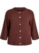 Kort cardigan med 3/4-ermer og gullfargede teksturerte knapper, Brun, Packshot image number 0