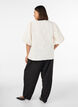 Jacquard bluse med puffermer og A-linjeform, Vanilje, Model image number 2
