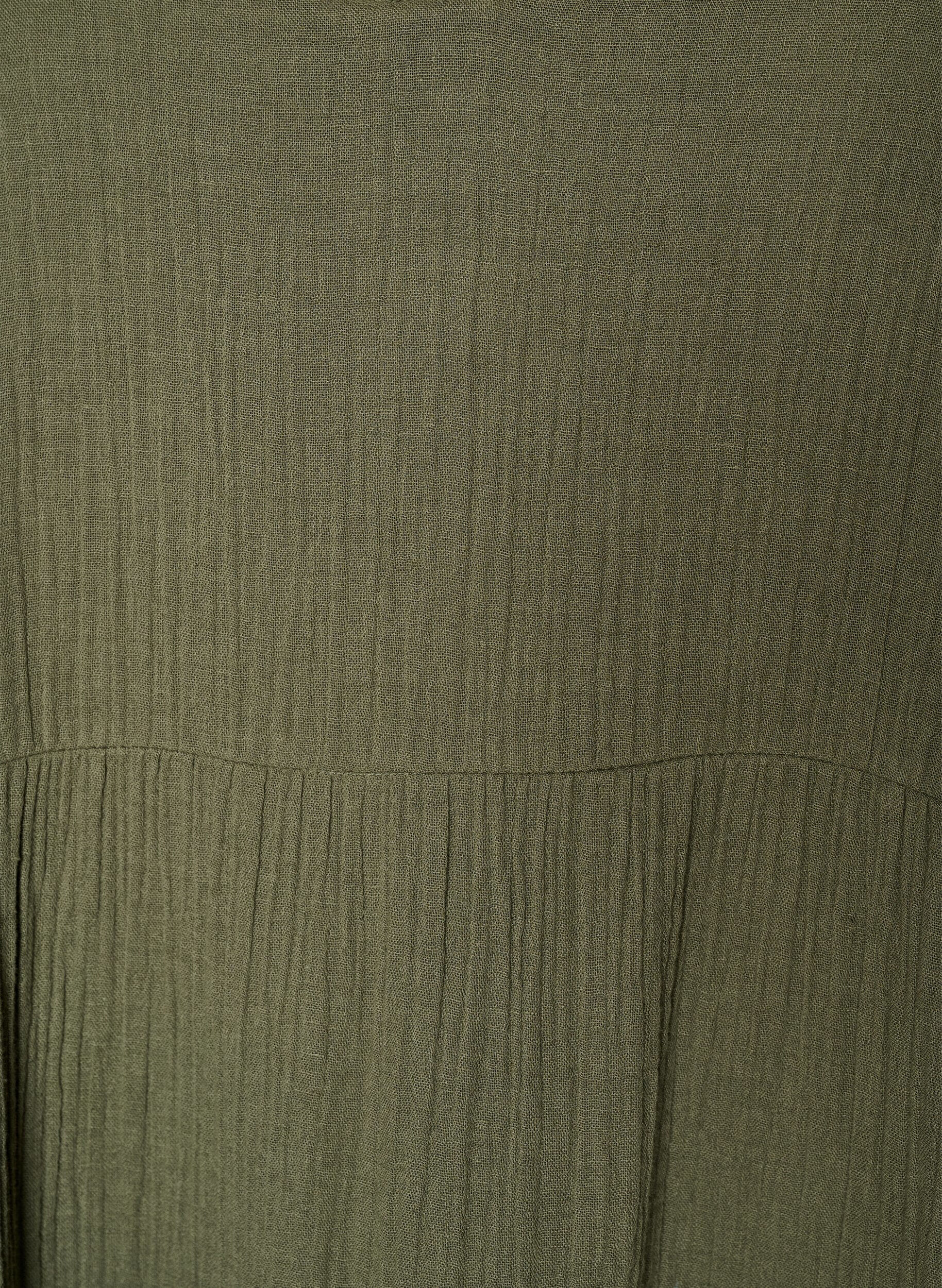 Zizzi A-linje midikjole i bomullsmusselin, Gr&oslash;nn, Packshot image number 2