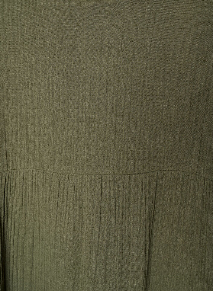 A-linje midikjole i bomullsmusselin, Gr&oslash;nn, Packshot image number 2