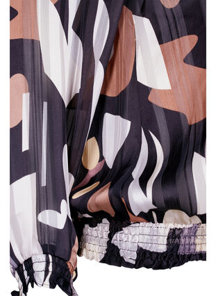 Mønstrete bluse med smock, Graphic AOP, Packshot image number 3