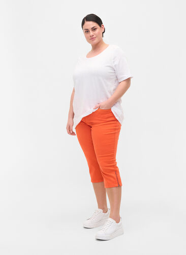Tettsittende capribukser med glidelås, Orange , Model image number 2