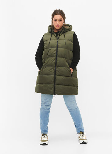 Lang vest med hette og lommer, Forest Night, Model image number 2