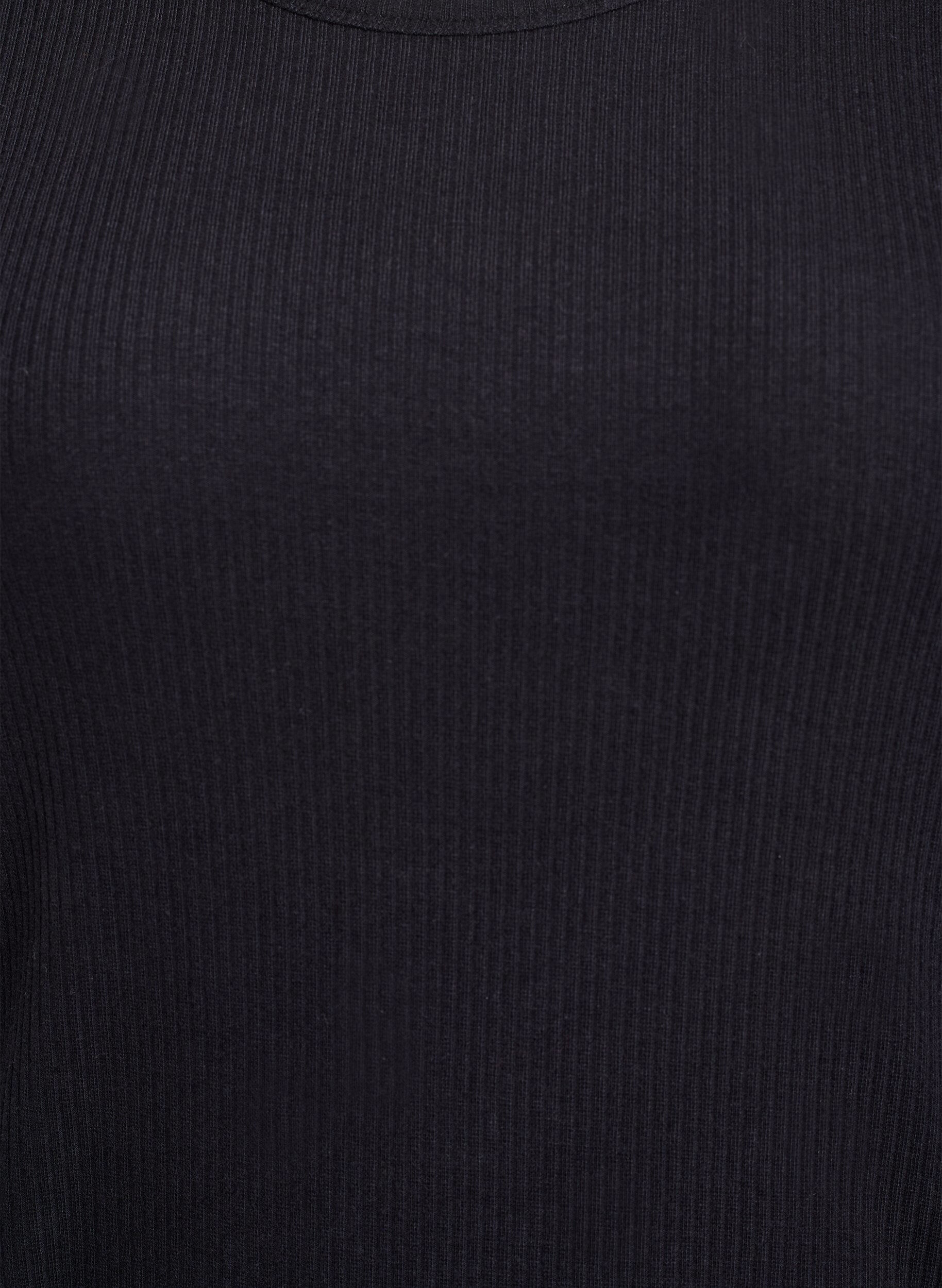 Zizzi Knelang T-skjortekjole i ribbet jersey, Svart, Packshot image number 2