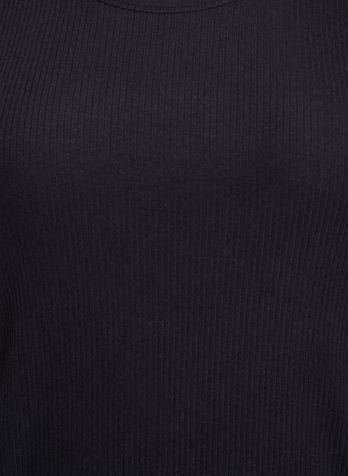 Knelang T-skjortekjole i ribbet jersey, Svart, Packshot image number 2