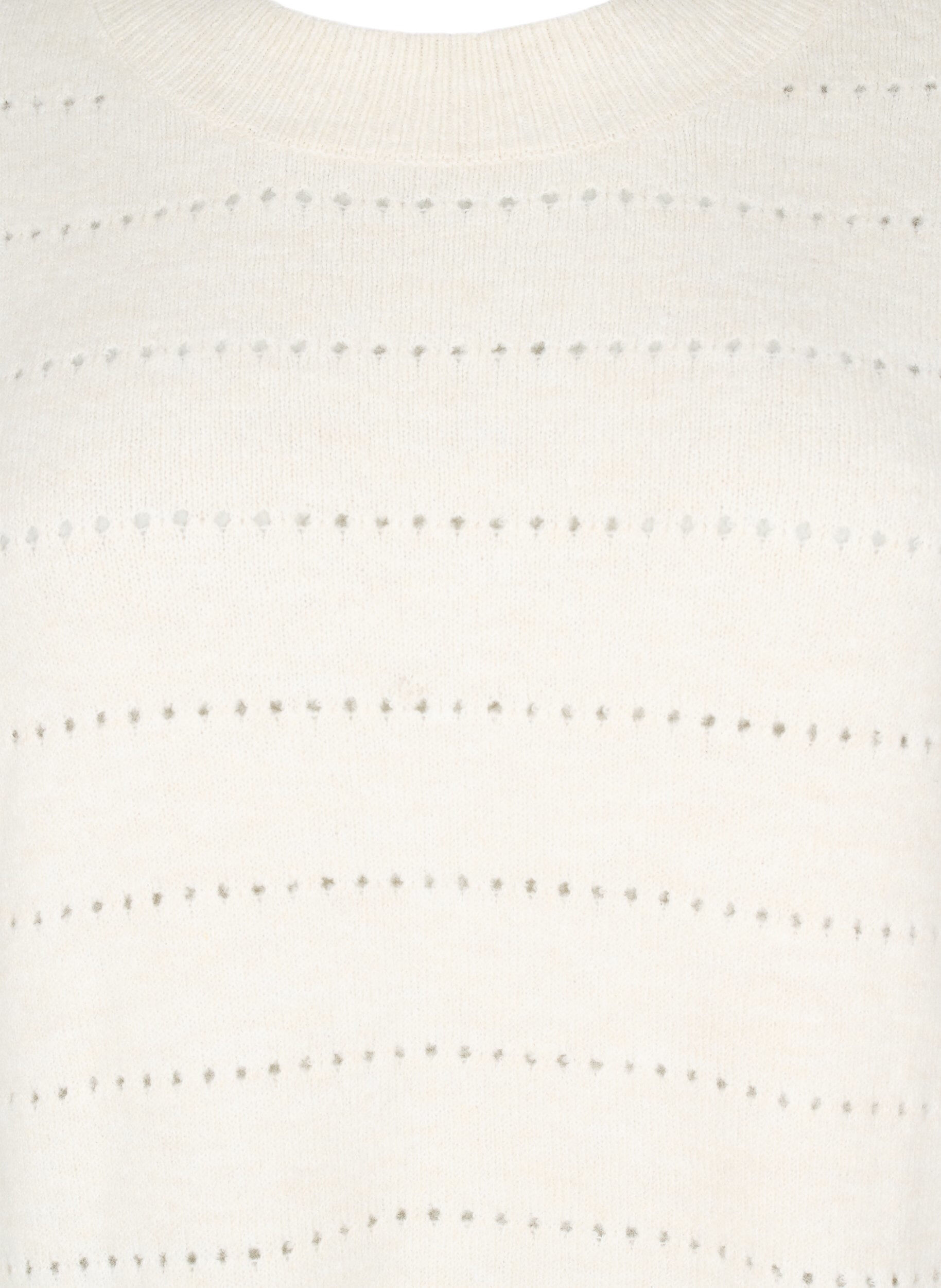 Zizzi Strikket bluse med rund hals og hulm&oslash;nster, Birch Mel., Packshot image number 2